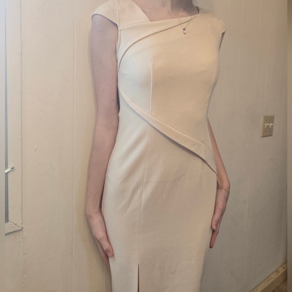 Buttery Yellow Structured Sheath Dress | Elegant Draped Detail